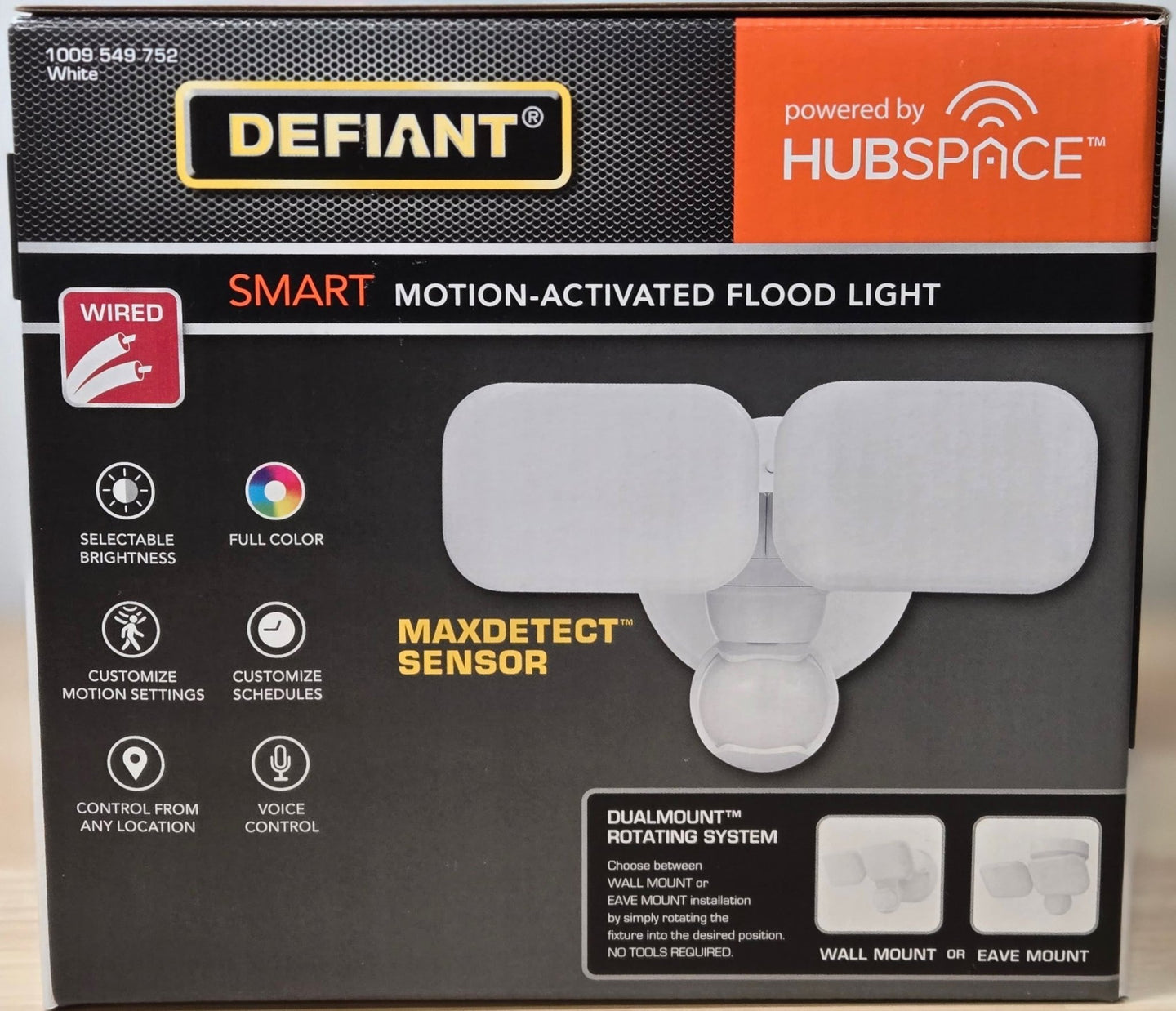 Defiant Maxdetect Wired Outdoor LED Flood Light 240° Motion Sensor 2000 - Lumens Hubspace 2 - Head - resaled - Defiant - 058219121078