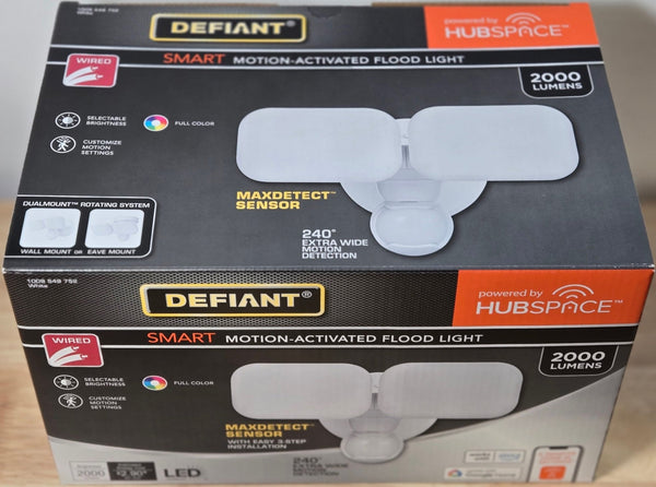 Defiant Maxdetect Wired Outdoor LED Flood Light 240° Motion Sensor 2000 - Lumens Hubspace 2 - Head - resaled - Defiant - 058219121078