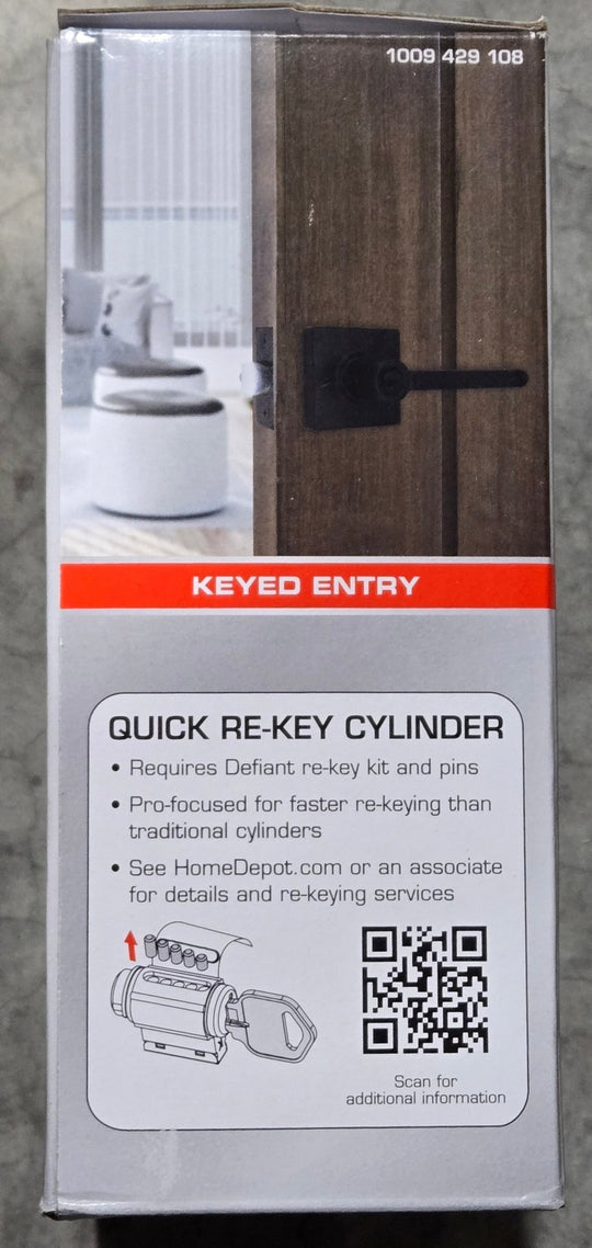 Defiant Tonebridge Matte Black Keyed Entry Door Lever Square Rose 32LS3X900A - resaled - Defiant - 050134008403