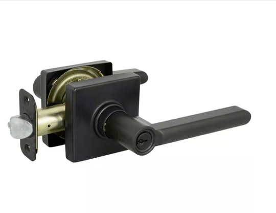 Defiant Tonebridge Matte Black Keyed Entry Door Lever Square Rose 32LS3X900A - resaled - Defiant - 050134008403