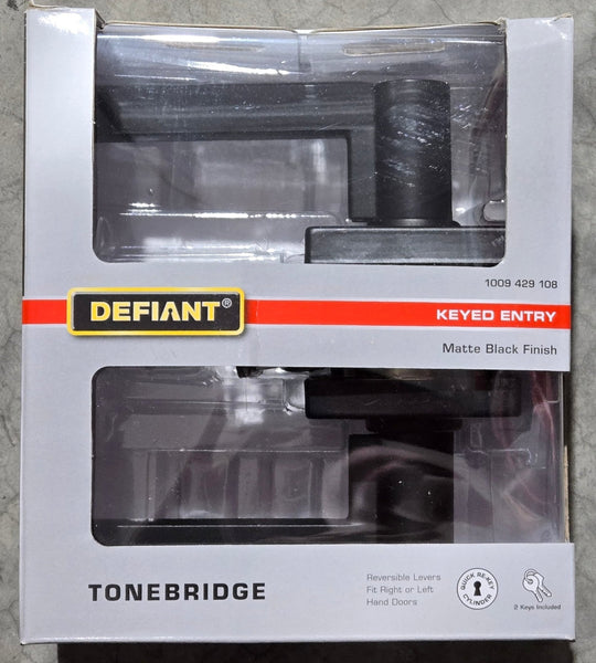 Defiant Tonebridge Matte Black Keyed Entry Door Lever Square Rose 32LS3X900A - resaled - Defiant - 050134008403