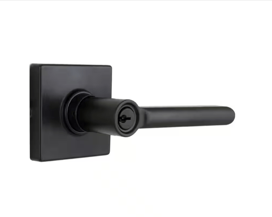 Defiant Tonebridge Matte Black Keyed Entry Door Lever Square Rose 32LS3X900A - resaled - Defiant - 050134008403