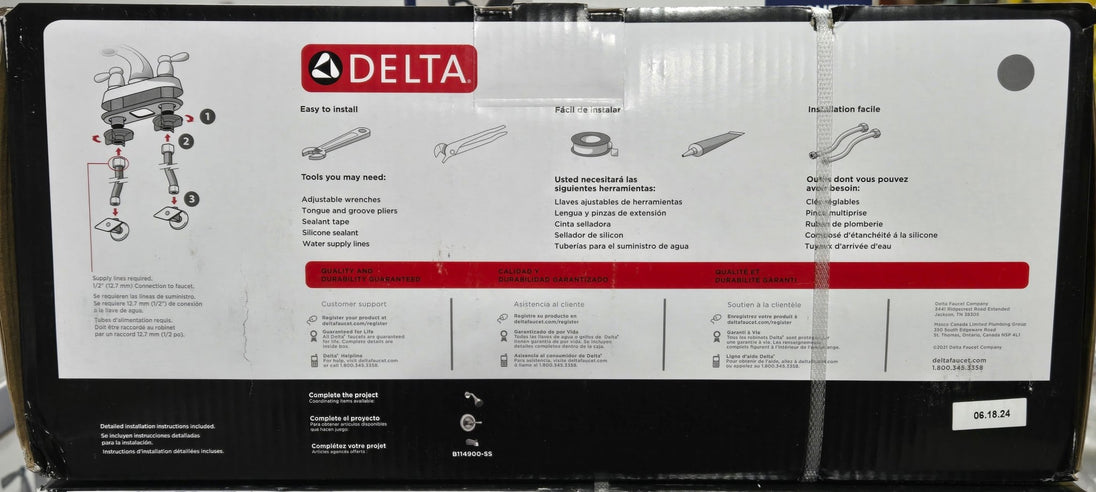 Delta 2 pack Foundations 4 in. Centerset 2 - Handle Bathroom Faucet Brushed Nickel B2511LF - SSPPU - ECO2 - resaled - American Standard - 195205035527