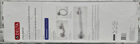 Delta Greenwich 3 Piece Bath Hardware Set Brushed Nickel 138283 with Mounting Hardware - resaled - Delta - 885785382837