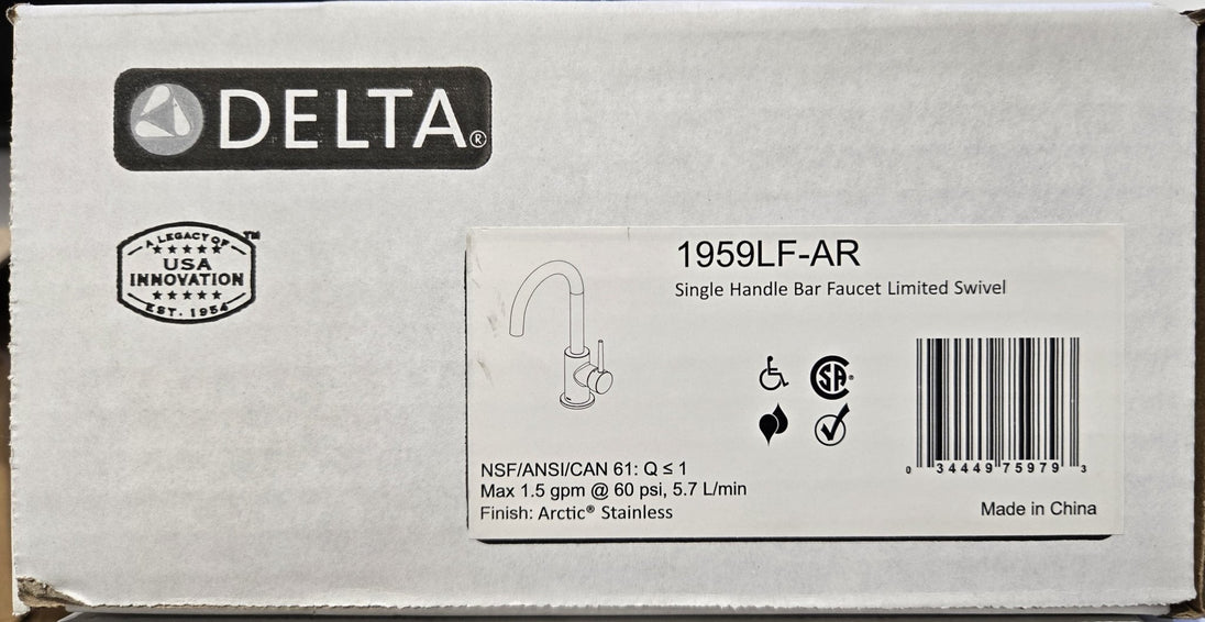 Delta Trinsic Single - Handle Bar Faucet Arctic Stainless 1959LF - AR Contemporary - resaled - Delta - 034449759793
