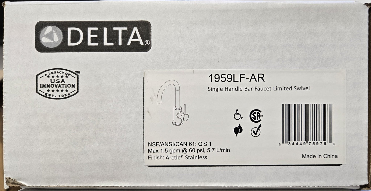 Delta Trinsic Single - Handle Bar Faucet Arctic Stainless 1959LF - AR Contemporary - resaled - Delta - 034449759793