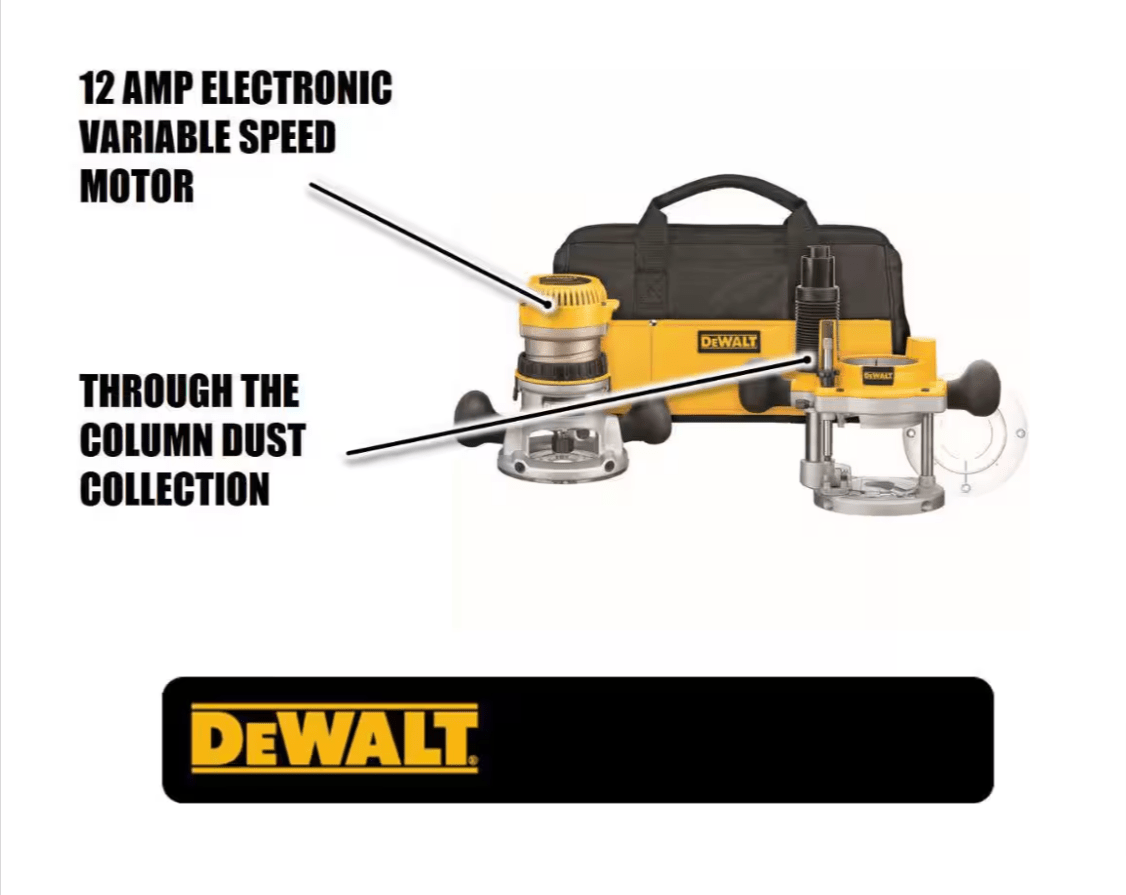 Dewalt 12 Amp Corded 2 - 1/4 Horsepower DW618PKB Fixed and Plunge Base Router Kit - resaled - Dewalt - 885911331203