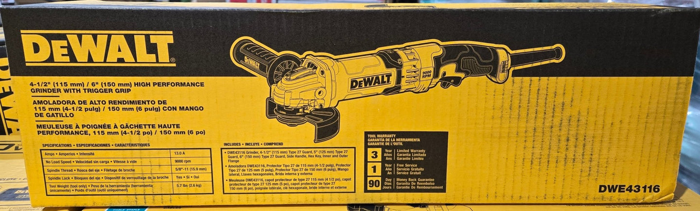 Dewalt 13 Amp Corded 4.5 in. Angle Grinder DWE43116 - resaled - Dewalt - 885911471725