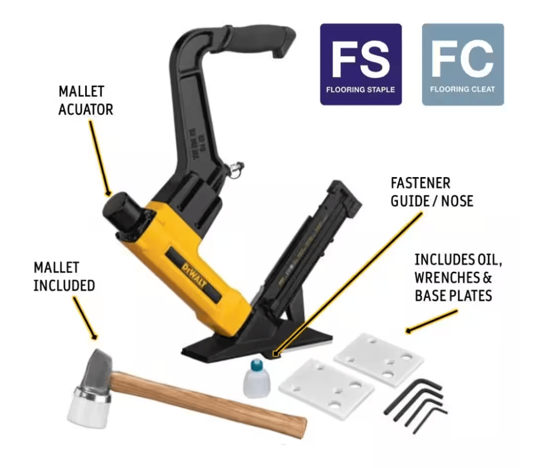 Dewalt 2 - in - 1 Pneumatic 15.5 - Gauge and 16 - Gauge Flooring Tool DWFP12569 - resaled - Dewalt - 885911305259