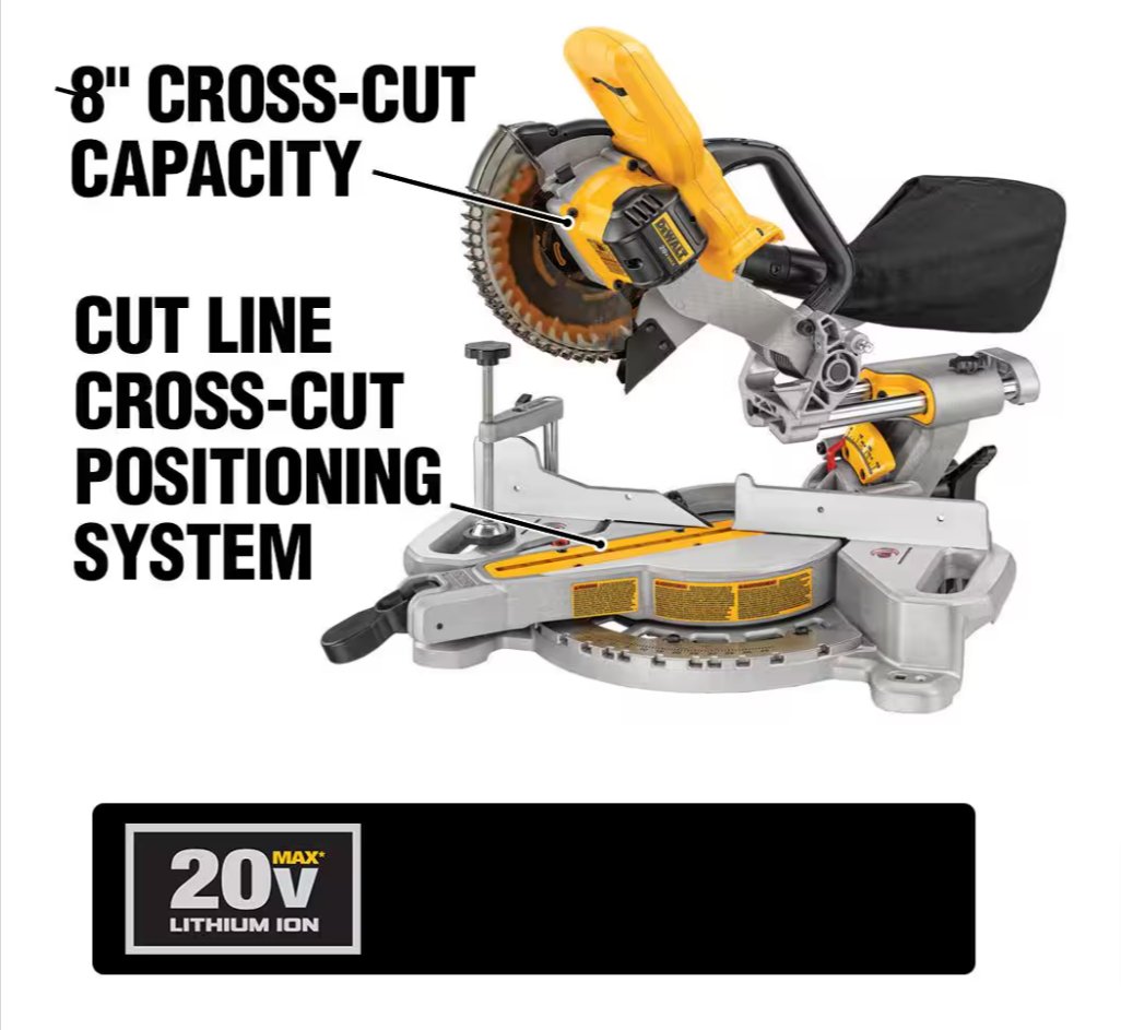 Dewalt 20V MAX Cordless 7 - 1/4 in. Sliding Miter Saw 20V Battery 4.0Ah - resaled - Dewalt - 885911369329