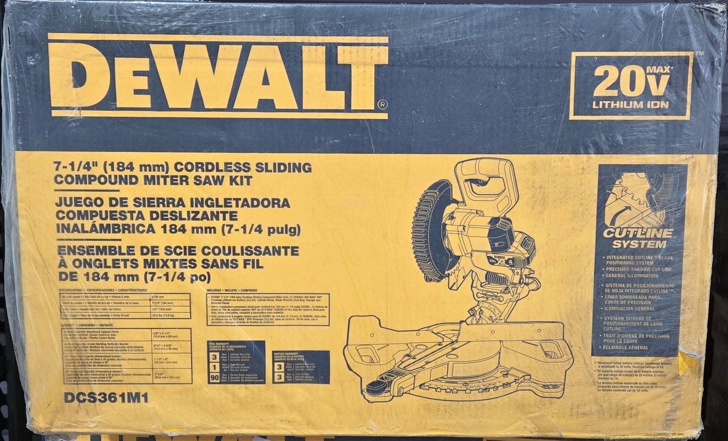 Dewalt 20V MAX Cordless 7 - 1/4 in Sliding Miter Saw Battery 4.0Ah DCS361M1 - resaled - Dewalt - 885911369329