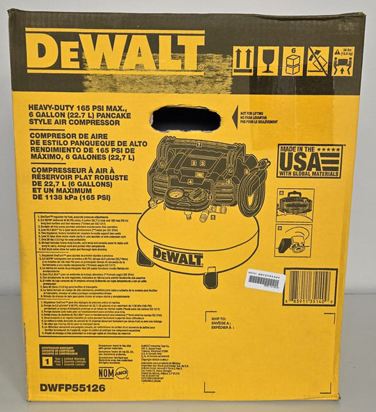 Dewalt 6 Gal. 165 PSI Electric Pancake Air Compressor DWFP55126 - resaled - Dewalt - 885911351409