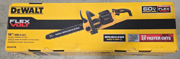 Dewalt DCCS670B 16in. Brushless Cordless Battery Powered Chainsaw (Tool Only) FLEXVOLT 60V MAX - resaled - Dewalt - 885911479950