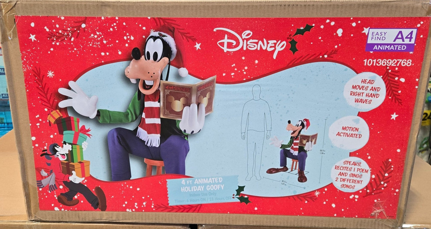 Disney New 4 ft. Animated Holiday Goofy Motion Singing Christmas Decor A4 Foot - resaled - Disney - 842445189021