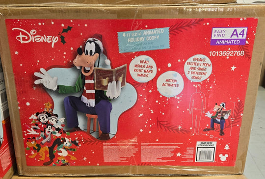 Disney New 4 ft. Animated Holiday Goofy Motion Singing Christmas Decor A4 Foot - resaled - Disney - 842445189021