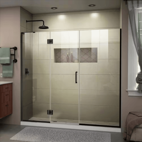 DreamLine Unidoor - X 67 in. to 67.5 in. x 72 in. Frameless Hinged Shower Door Matte Black D3291472L - 09 - resaled - DreamLine - 849388045803