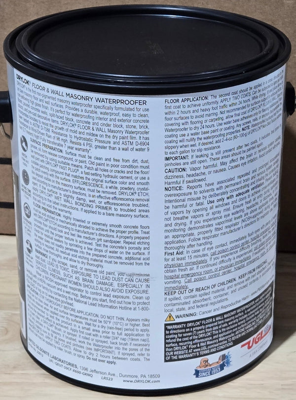 Drylok 1 gal. Clear Interior Exterior Floor Wall Basement Masonry Waterproofer Gallon - resaled - Drylok - 079941209131