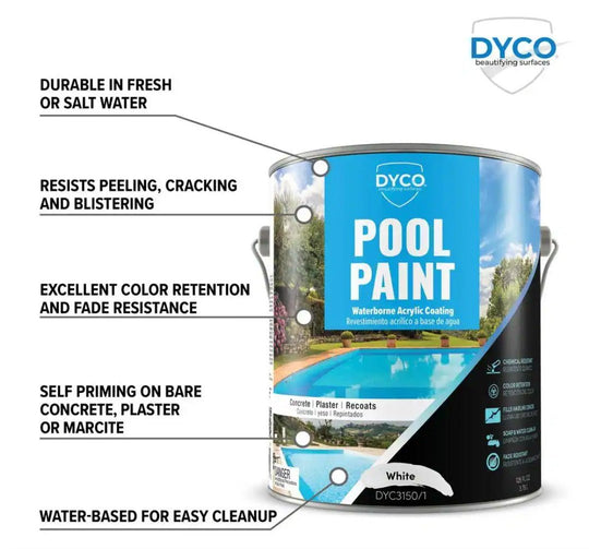 Dyco Paints Pool Paint 1 Gal. 3150 White Semi - Gloss Acrylic Exterior Paint - resaled - Dyco Paints - 029401315018