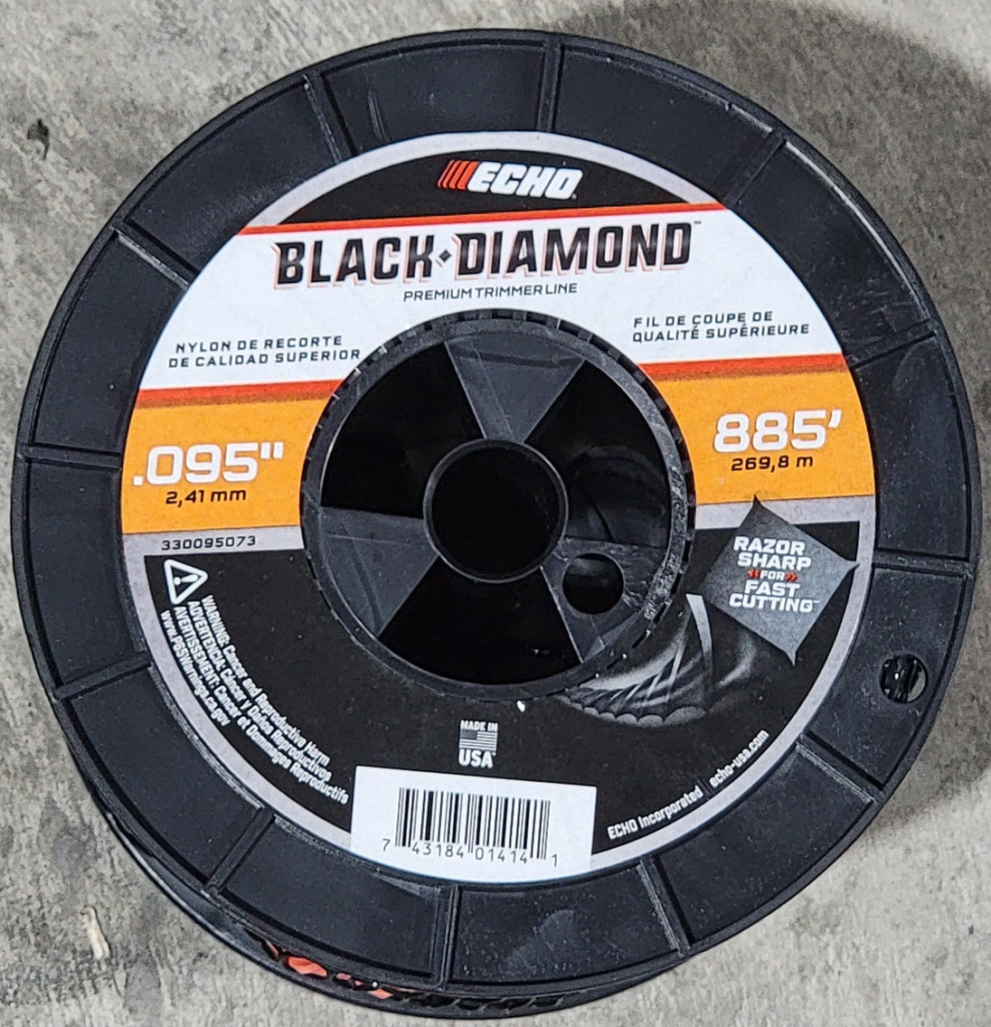 Echo Black Diamond Medium Trimmer Line .095 in. x 885 ft. Roll Spool 330095073 - resaled - Echo - 743184014141