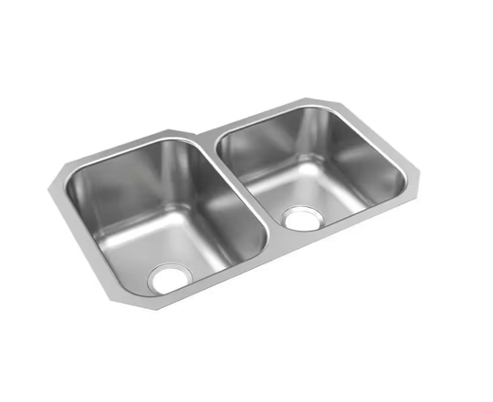 Elkay Avenue 32 in. Undermount 18 - Gauge Stainless Steel Kitchen Sink Double Bowl HDU312010R - resaled - Elkay - 094902043258