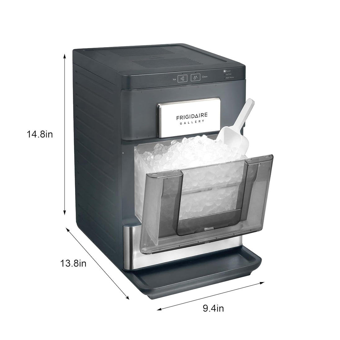 FRIGIDAIRE GALLERY 33 Lb Countertop Nugget Ice Maker EFIC201 - Black Touch Controls Stainless Steel Trim Matte Finish - resaled - Frigidaire - 058465834869