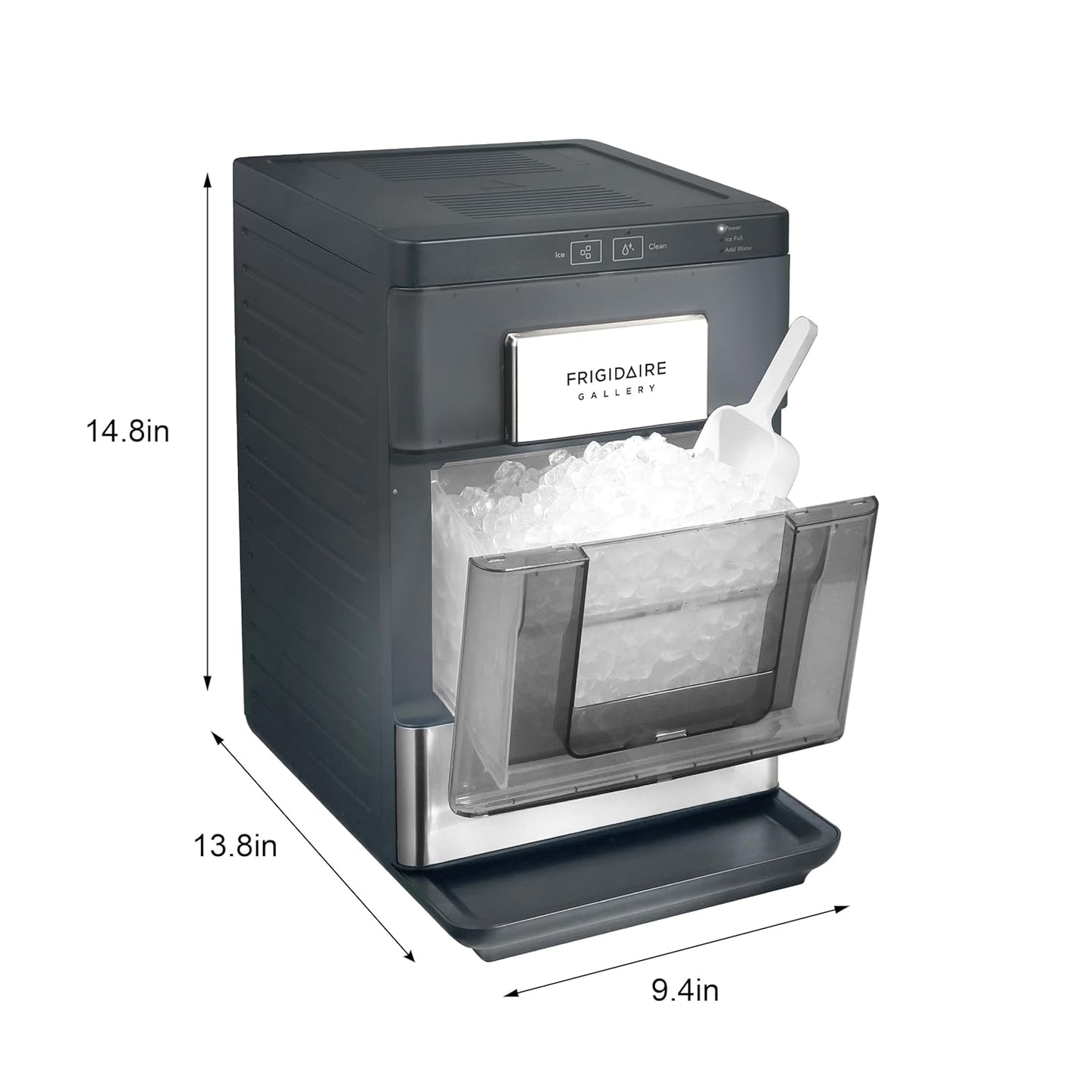 FRIGIDAIRE GALLERY 33 Lb Countertop Nugget Ice Maker EFIC201 - Black Touch Controls Stainless Steel Trim Matte Finish - resaled - Frigidaire - 058465834869