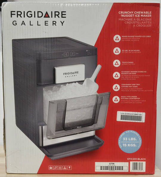 FRIGIDAIRE GALLERY 33 Lb Countertop Nugget Ice Maker EFIC201 - Black Touch Controls Stainless Steel Trim Matte Finish - resaled - Frigidaire - 058465834869