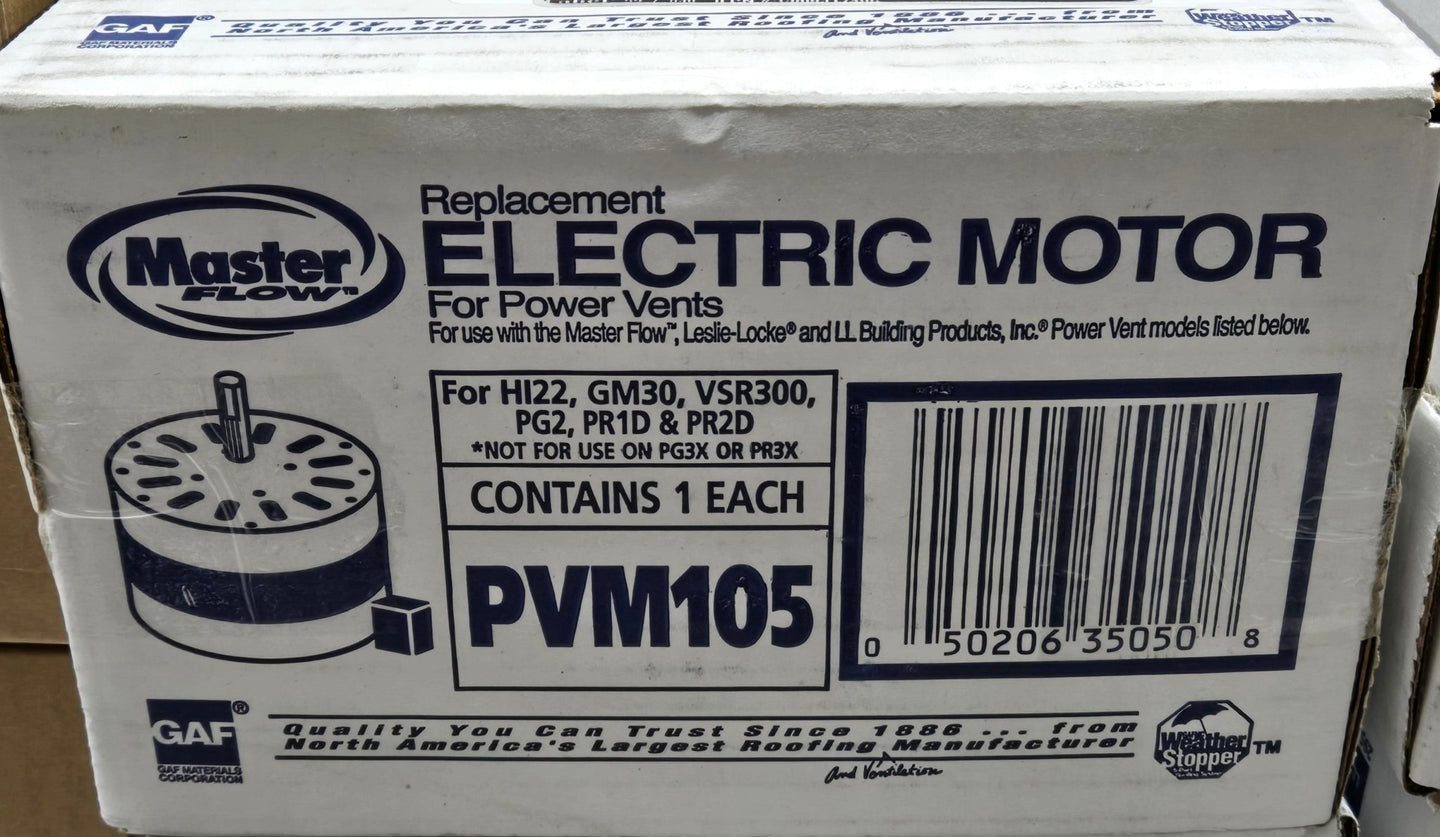 GAF Master Flow Replacement Power Roof Vent Motor 1/12 HP PVM105 ER PR EG PG Gable - resaled - Master Flow - 050206350508