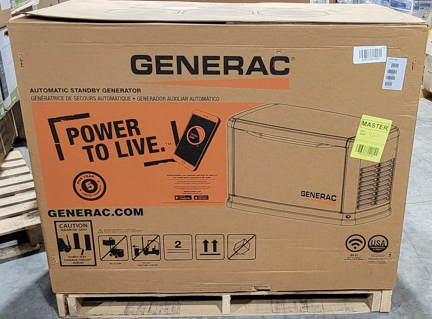 Generac Guardian 70433 Whole House Generator 22,000-Watt LP 19,500-Watt NG Air-Cooled WIFI 22KW 7043 - resaled - Generac - 696471074215