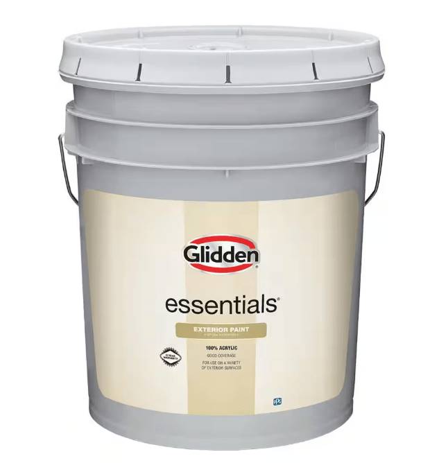 Glidden Essentials 5 gal. Black Magic Satin Exterior Paint PPG1001 - 7 Five Gallon Bucket - resaled - Glidden - 196057951935