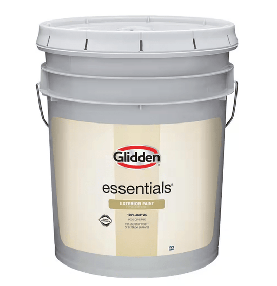 Glidden Essentials 5 gal. Black Magic Satin Exterior Paint PPG1001 - 7 Five Gallon Bucket - resaled - Glidden - 196057951935