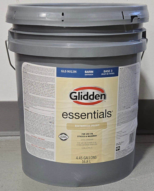 Glidden Essentials 5 gal. Black Magic Satin Exterior Paint PPG1001 - 7 Five Gallon Bucket - resaled - Glidden - 196057951935