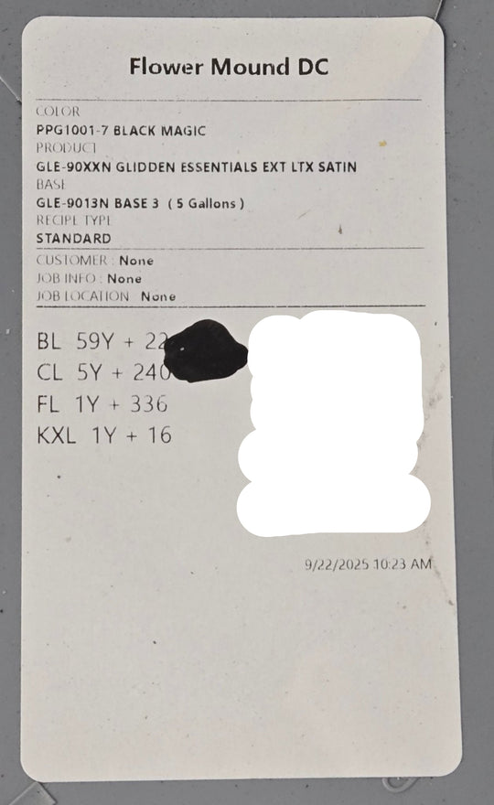 Glidden Essentials 5 gal. Black Magic Satin Exterior Paint PPG1001 - 7 Five Gallon Bucket - resaled - Glidden - 196057951935