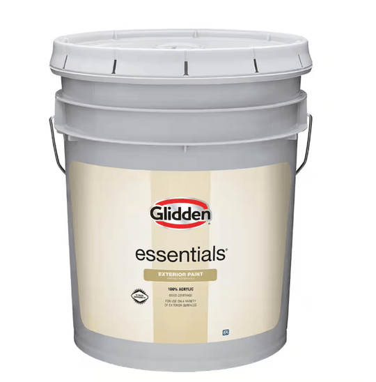 Glidden Essentials 5 gal. Pure White Satin Exterior Paint Base 1 Bucket Five Gallon - resaled - Glidden - 056198866454
