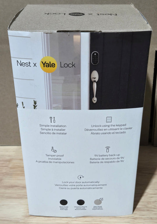 Google Nest x Yale Smart Lock Deadbolt Satin Nickel RB - YRD540 - WV - 619 Wifi Bluetooth Connect Tamper Proof - resaled - Nest - 081023007177