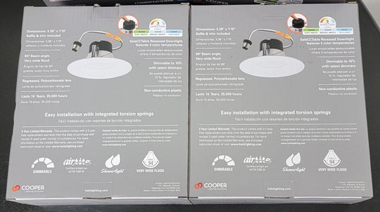 Halo 4x LT56 Series 5" / 6" Integrated LED White Recessed Light Dimmable Retrofit Trim Selectable CCT(3000 - 5000K) - resaled - Halo - 080083162482