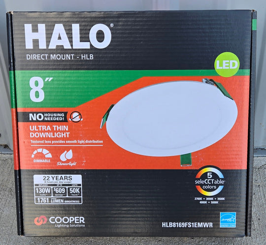 Halo HLB 8 in. Adjustable CCT Canless IC Rated Dimmable Indoor, Outdoor Integrated LED Recessed Light Kit - resaled - Halo - 080083150601