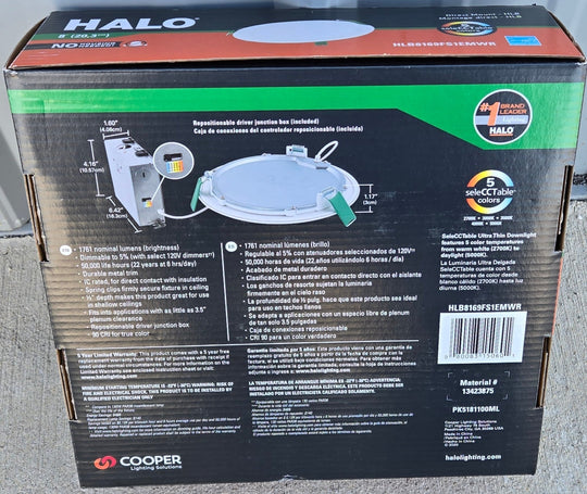 Halo HLB 8 in. Adjustable CCT Canless IC Rated Dimmable Indoor, Outdoor Integrated LED Recessed Light Kit - resaled - Halo - 080083150601