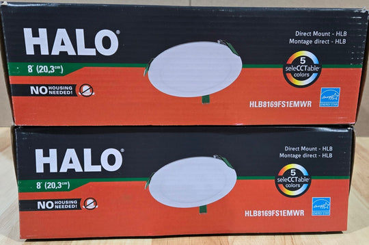 Halo HLB 8 in. LED Recessed Light Kit Lot of 2x Canless Dimmable Indoor Outdoor IC Rated Integrated Adjustable CCT - resaled - Halo - 080083150601