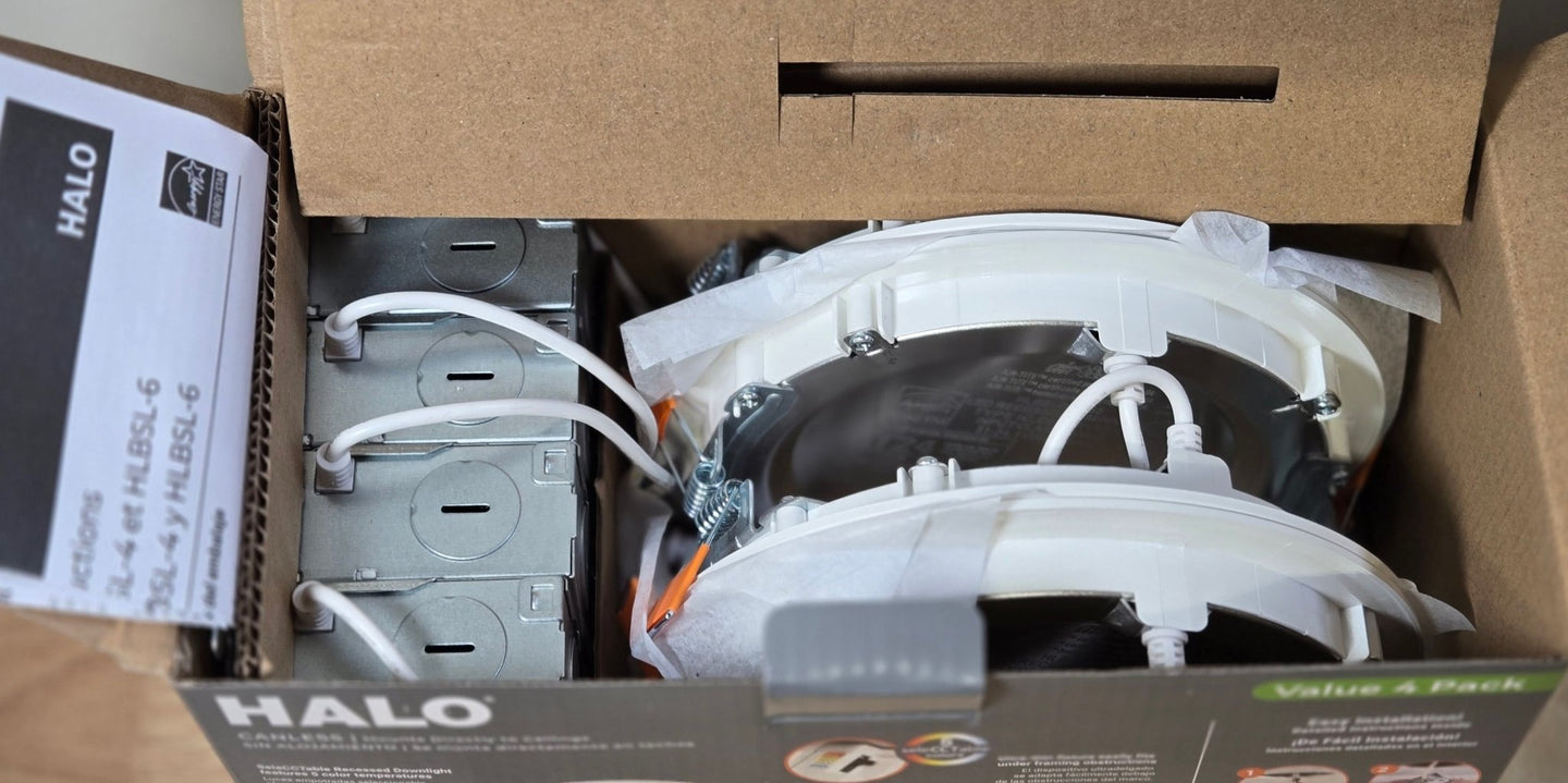 HALO HLBSL 6 in. Can Less Integrated LED White 4 - Pack HLBSL609FS5 - 4PK 900 Lumens 5CCT - resaled - Halo - 080083297283