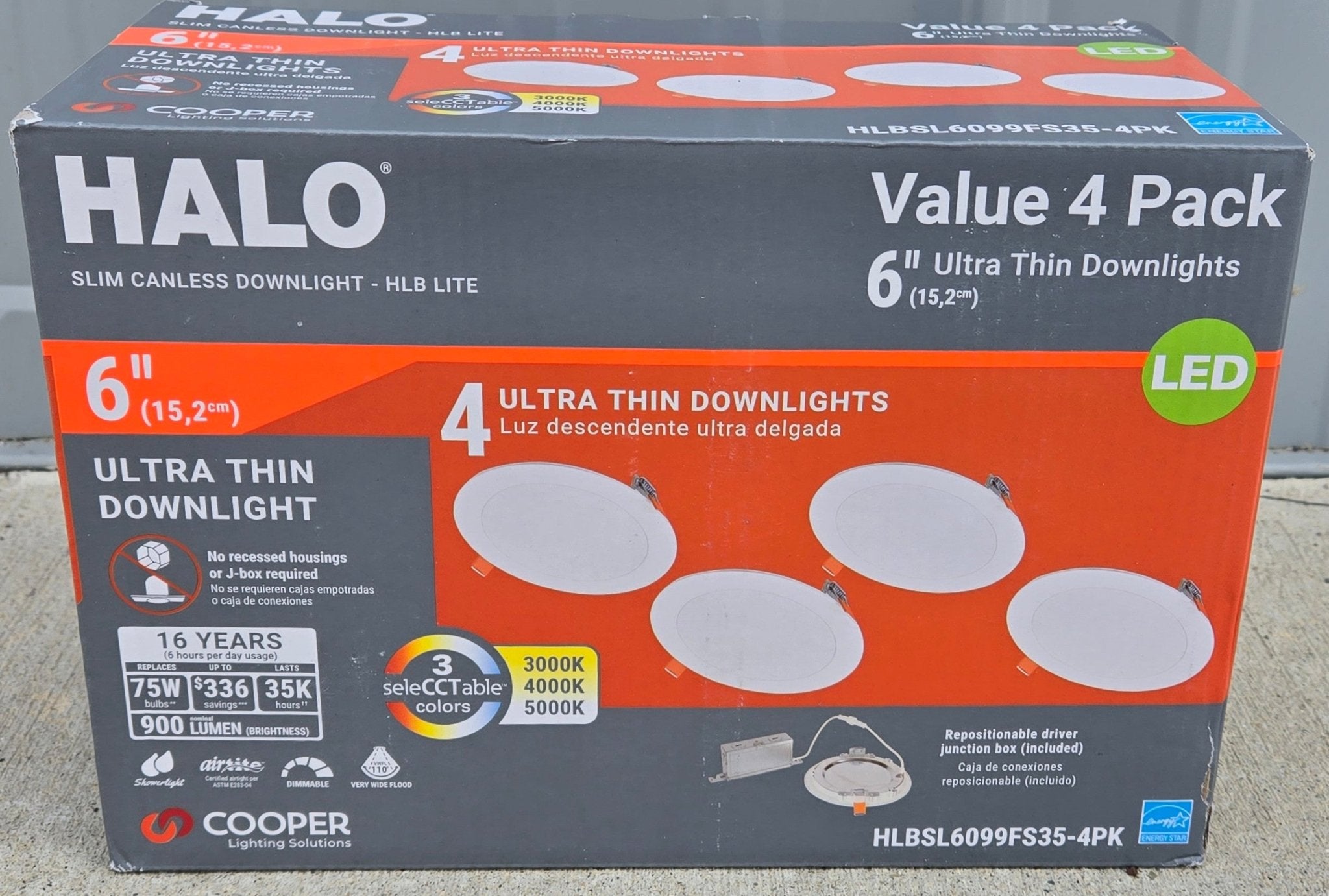 Halo HLB 6 in. LED Recessed Light Kit 4-Pack Dimmable Canless HLBSL609