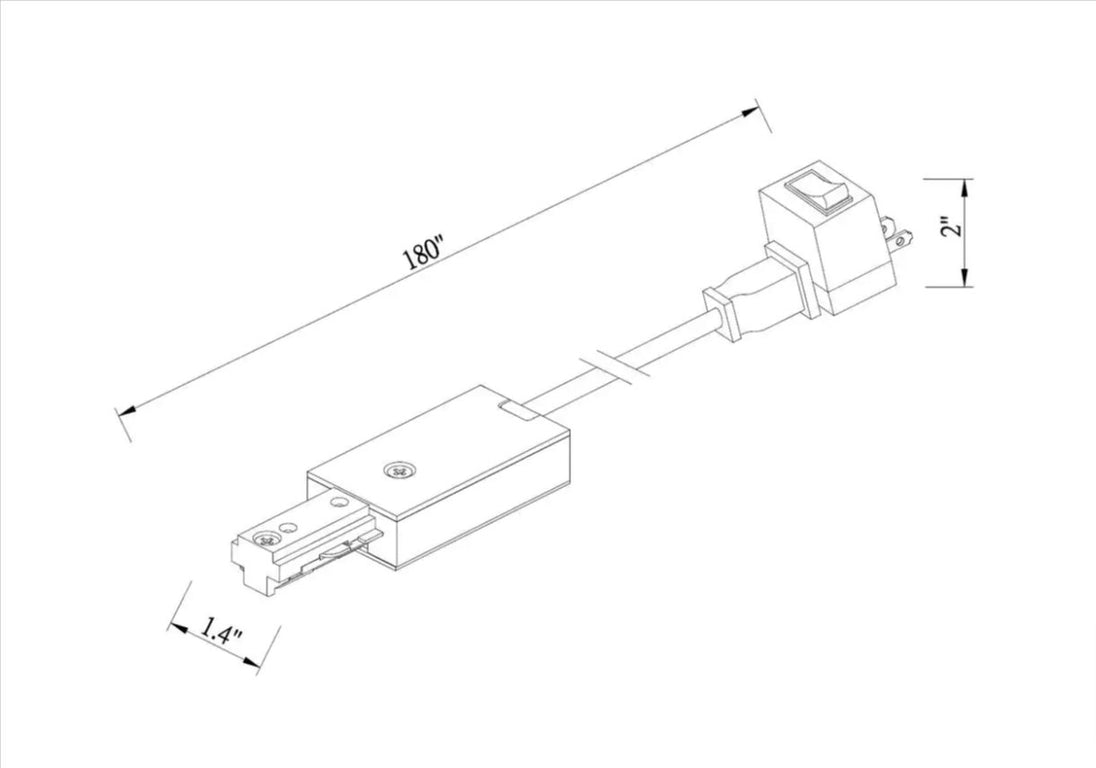Hampton Bay 1200-Watt 15 ft White Linear Track Power Feed Cord Plug Switch 1004 612 880 - resaled - Hampton Bay - 887480049190
