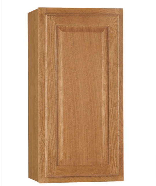 HAMPTON BAY 15 in. W x 12 in. D x 30 in. H Assembled Wall Kitchen Cabinet Medium Oak KW1530 - MO - resaled - Hampton Bay - 094803042374