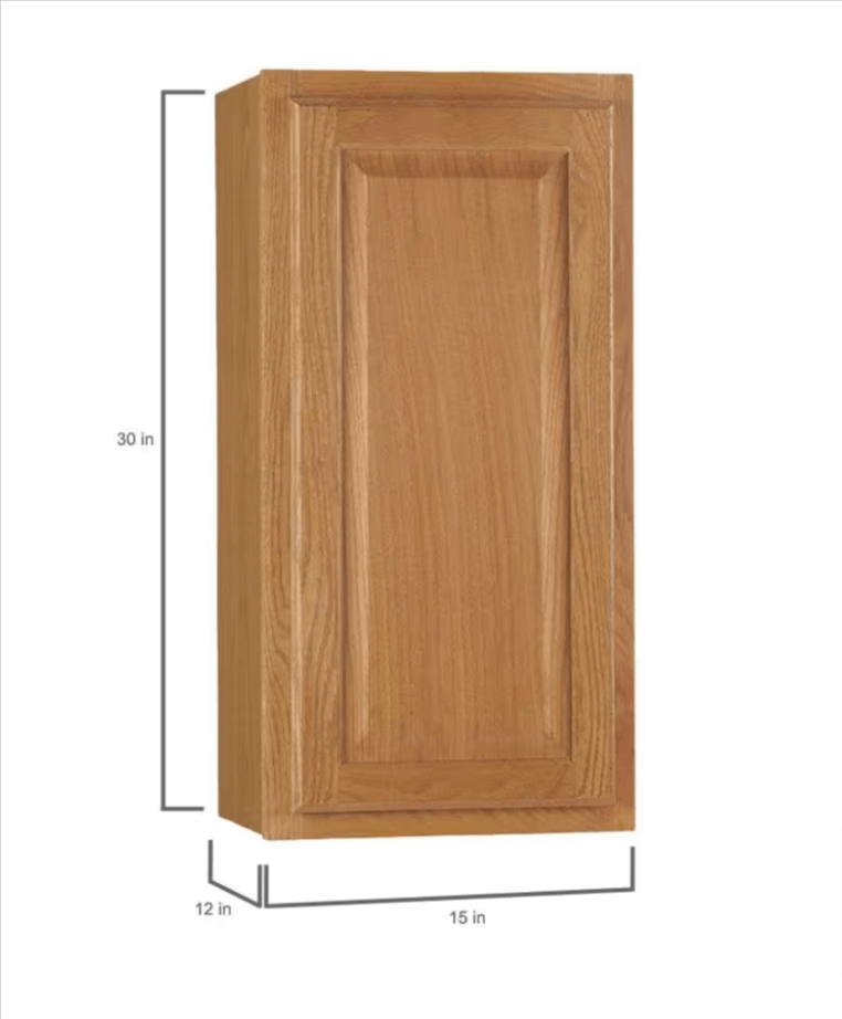 HAMPTON BAY 15 in. W x 12 in. D x 30 in. H Assembled Wall Kitchen Cabinet Medium Oak KW1530 - MO - resaled - Hampton Bay - 094803042374