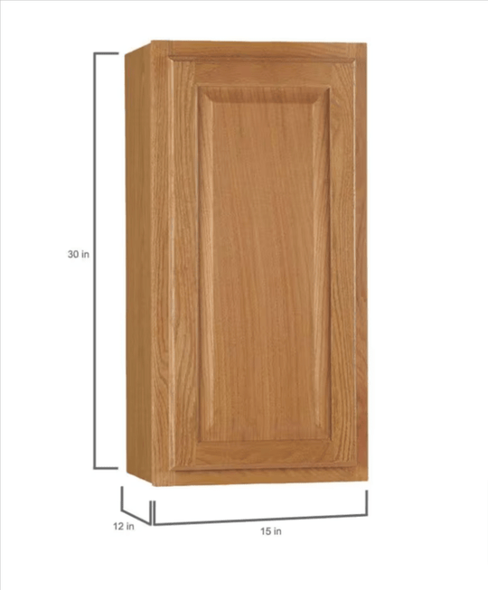 HAMPTON BAY 15 in. W x 12 in. D x 30 in. H Assembled Wall Kitchen Cabinet Medium Oak KW1530 - MO - resaled - Hampton Bay - 094803042374