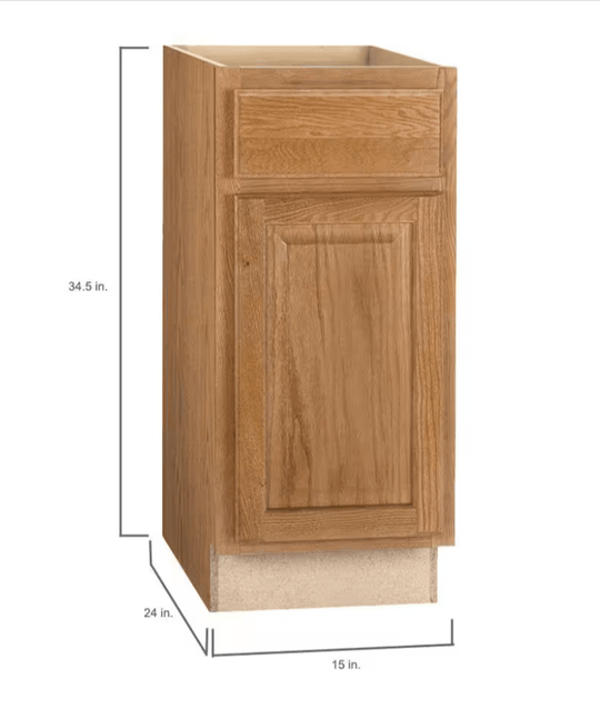 Hampton Bay 15 in. W x 24 in. D x 34.5 in. H Assembled Base Kitchen Cabinet Medium Oak KB15 - MO - resaled - Hampton Bay - 094803042473