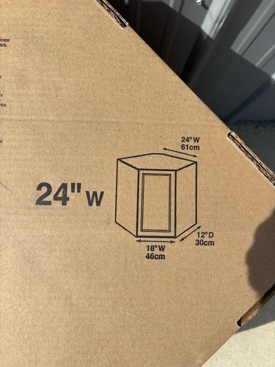 Hampton Bay 24 in. W x 12 in. D x 30 in. H Assembled Diagonal Corner Wall Kitchen Cabinet Medium Oak KWD2430 - MO - resaled - Hampton Bay - 094803042459