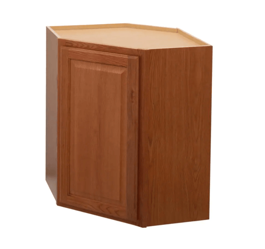 Hampton Bay 24 in. W x 12 in. D x 30 in. H Assembled Diagonal Corner Wall Kitchen Cabinet Medium Oak KWD2430 - MO - resaled - Hampton Bay - 094803042459