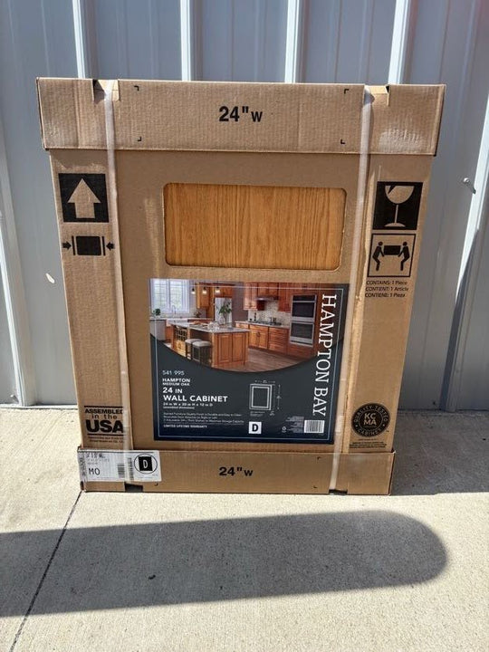 Hampton Bay 24 in. W x 12 in. D x 30 in. H Assembled Wall Kitchen Cabinet Medium Oak KW2430 - MO - resaled - Hampton Bay - 094803042398