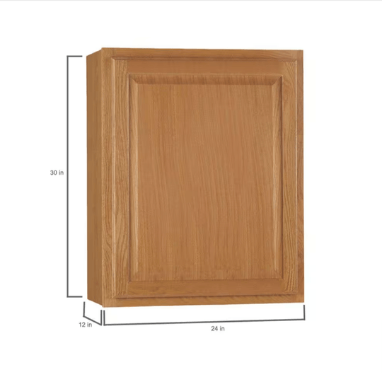 Hampton Bay 24 in. W x 12 in. D x 30 in. H Assembled Wall Kitchen Cabinet Medium Oak KW2430 - MO - resaled - Hampton Bay - 094803042398